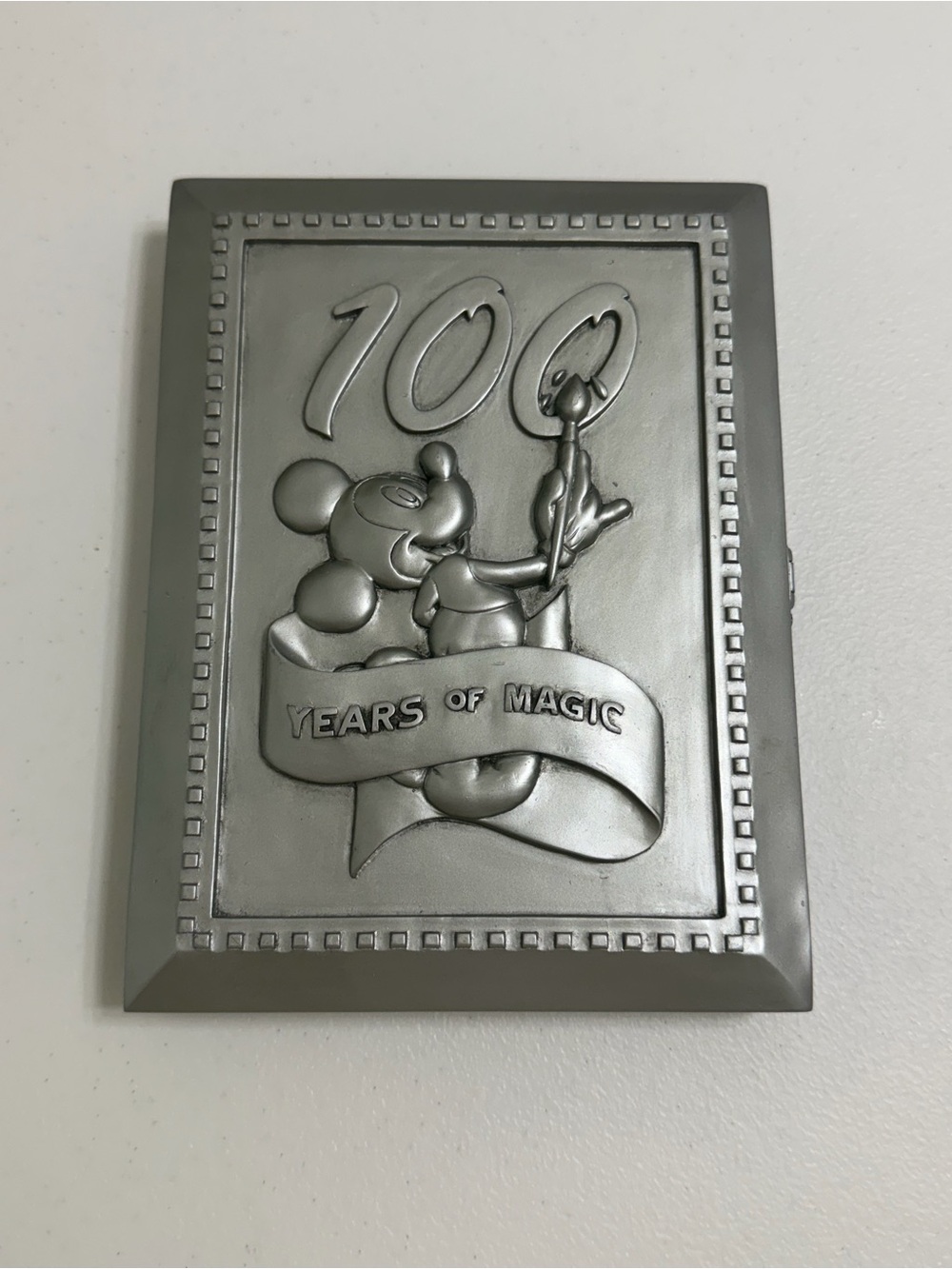 Disney Parks Pewter 100 Years Of Magic Photo Frame & Mickey Pin Set Vintage⁠